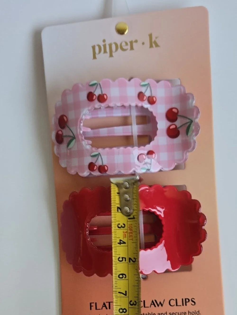 piper.k Cherry Pink & Red Flat Lay Claw Clips NWT🍒